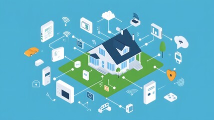 Obraz premium Smart Home Technology Concept with Devices and Connectivity Visuals