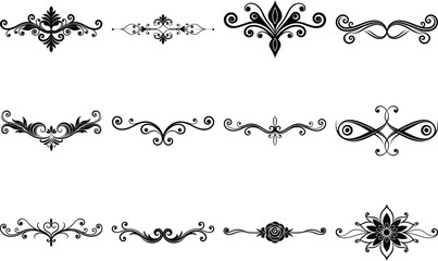 Modern luxury graphic element set. Divider ornament, borders, vintage line separators. art vector illustration isolated on white background