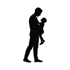 Father Holding Child Silhouette.
