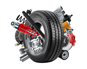 Car parts or auto car spare isolated on white background