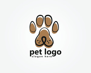 pet house logo, creative paw with dog nose abstract logo design inspiration
