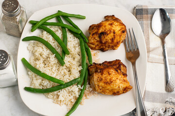seasoned chicken thighs  witgh rice