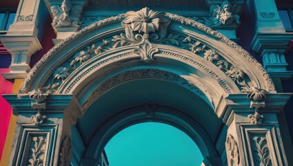 Components of building architectural decorations, moldings, and designs in streets and public areas.