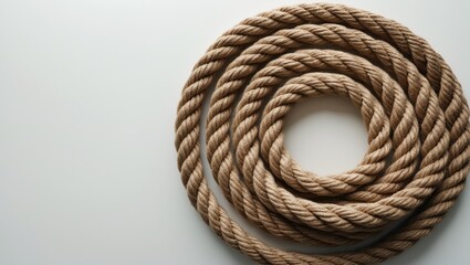 Obraz premium Natural jute rope coil set against a plain background.