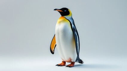 Fototapeta premium King penguin looking at the camera, alone on white