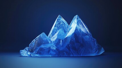 Obraz premium Three-dimensional crystalline ice formations against a deep blue background.
