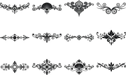 Graphic elements for design vector set. Classic, luxury, greeting cards, wedding invitations, royal certificates and graphic design