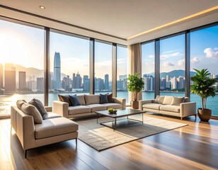 モダンなデザインの香港のタワーマンション