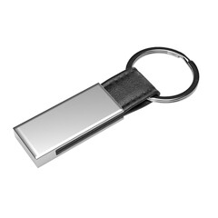 blank Silver Keychain with Leather Strap