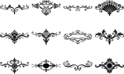 Luxury graphic element set. Wedding decorative elements. Hand drawn vector illustration isolated on white background