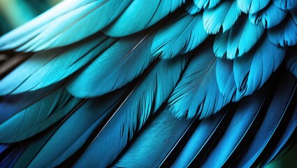 Obraz premium Up-close image of blue-and-yellow macaw feathers