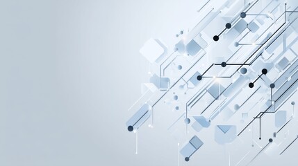 blue abstract background geometric, light gray accents, minimalist, symbolizing technology, cyber security
