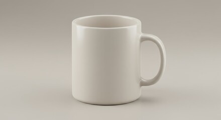 Obraz premium Simple White Ceramic Mug on Neutral Background