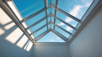 Fototapeta premium Architectural design of external glass windows and abstract roof