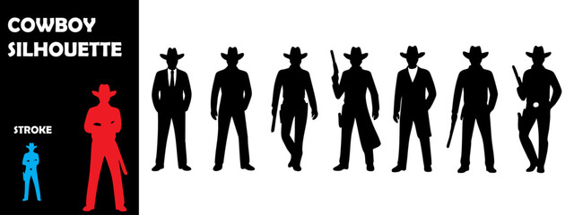 Cowboy Silhouette Vector Set – Western Theme with Dynamic Poses