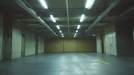 Fototapeta premium Empty, underground parking garage interior.