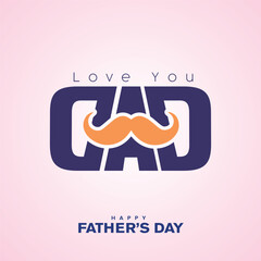 Father's day typo design, love you dad message for fathers day wishes , Happy father's day vector