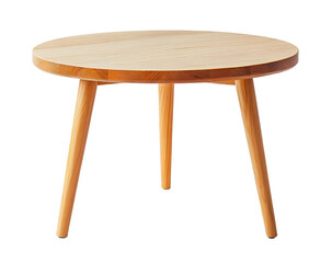 Modern Nordic Coffee Table &ndash; Round Oak with Clean Lines, Transparant Background