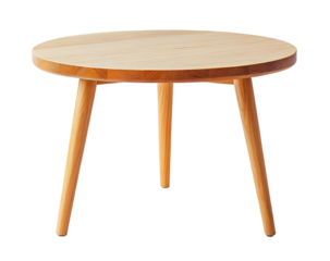 Modern Nordic Coffee Table – Round Oak with Clean Lines, Transparant Background