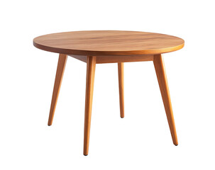 Minimalist Solid Oak Round Table – Four-Leg Coffee Table on Transparant Background