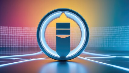 Symbol representing a smart city featuring a gradient grid line, concept of connectivity technology.