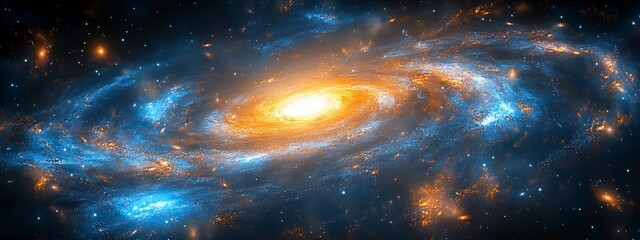 Naklejka premium Spiral Galaxy with Bright Core and Starry Arms