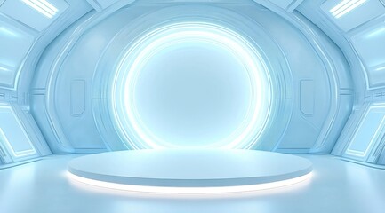 Obraz premium Futuristic Circular Room with Bright Light