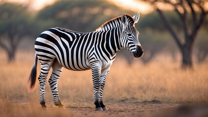 Stunning zebra standing solitary