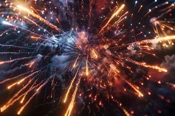 Fototapeta premium Fireworks Extravaganza: Freeze the excitement of a fireworks display, capturing bursts of color against the night sky