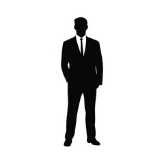 Silhouette of Businessman, Professional Suit and Tie, Formal Icon