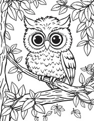Fototapeta premium Cute Owl Coloring Page 