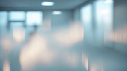 Hospital Corridor with Out-of-Focus Background and Window Light Effects