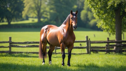 Horse on the agricultural land