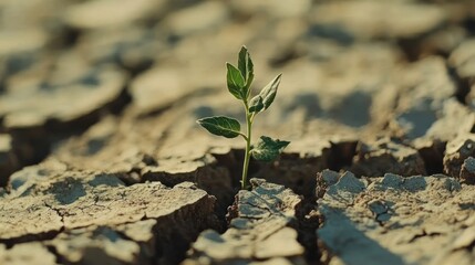 Resilience: A Tiny Sprout Emerging from Dry Cracked Earth