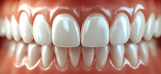 Close-up of a bright, healthy set of teeth showing perfect alignment.