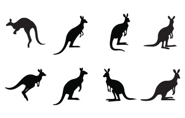 kangaroo silhouettes set large pack