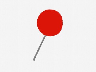 Red round pushpin cute hand drawn crayon drawing Emoji