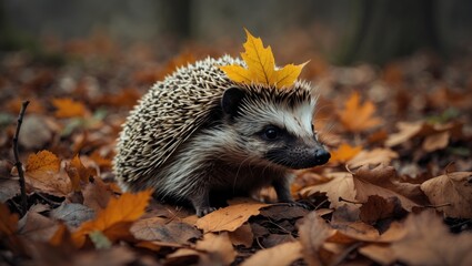 Wild hedgehog during autumn, taken from a wildlife hide to help monitor the status and numbers of this cherished yet decreasing species