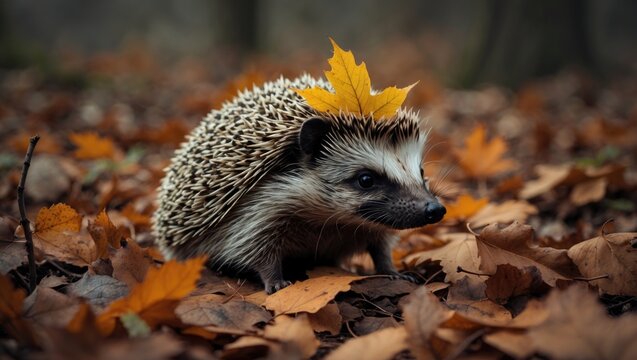 Wild hedgehog during autumn, taken from a wildlife hide to help monitor the status and numbers of this cherished yet decreasing species