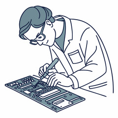 Technician soldering circuit board electronic repair