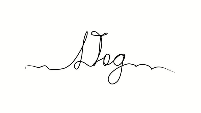 Dog text. One line drawing doodle hand drawn. Video 4k  object illustration, minimalism hand drawn sketch design modern new