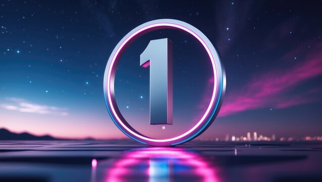 Binary Digit Number and Graphic Circle on Nightscape with Dark Pink Blue Background, Concept