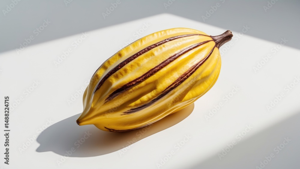 Poster single cacao pod in white background setting