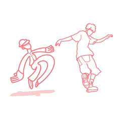 Teenage boy vector illustration jumping style- flat art jumping  vector line art jumping style.