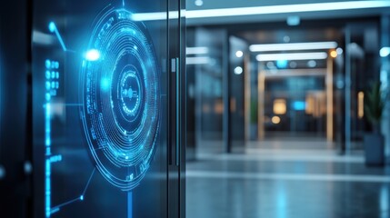 Futuristic digital kiosk in modern office