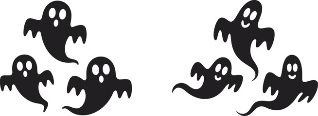 Black ghost silhouettes ready for halloween decoration