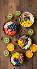 Fototapeta premium Tropical Breakfast Bowls with Fruit and Granola