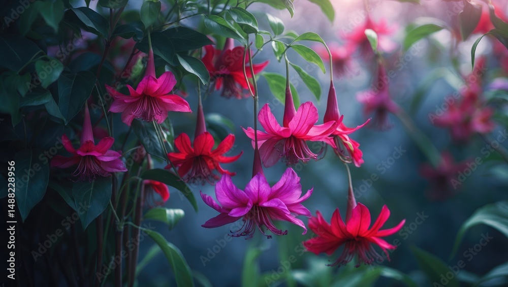 Poster radiant flowers in total bloom. close-up exhibiting fine petals and elaborate characteristics. perfe