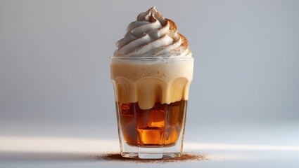 Cold brew with pumpkin spice and white cream in a glass