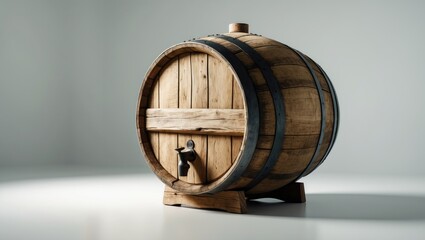 Background with old oak barrel isolated